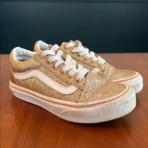 Vans Kids Gold & White Old Skool Sneakers, size 13